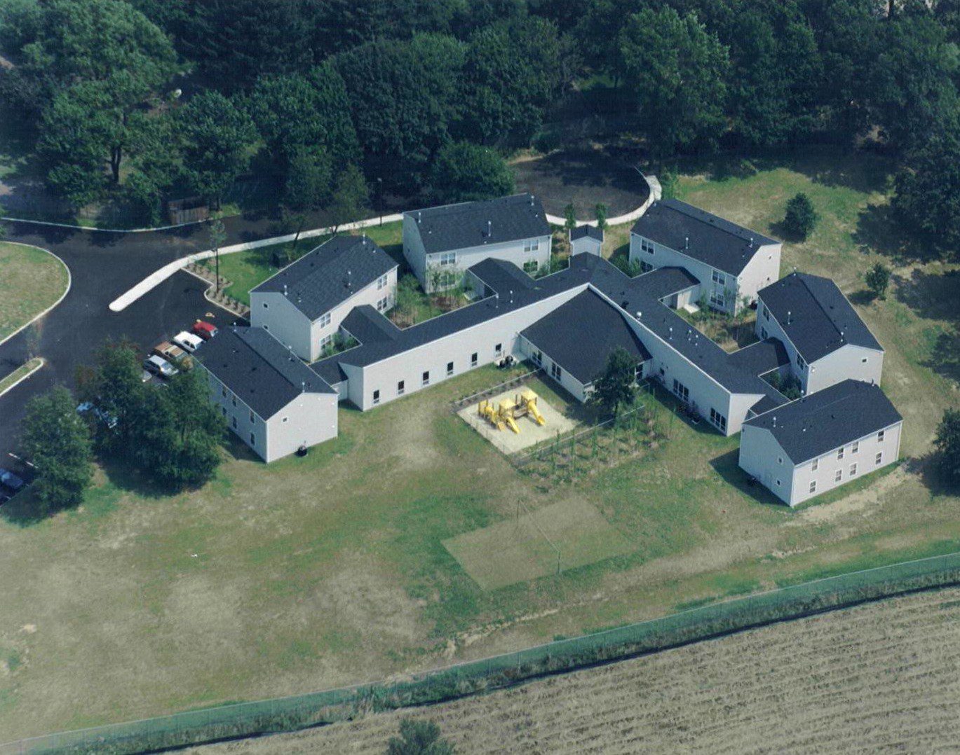 Bird's eye view of a house property